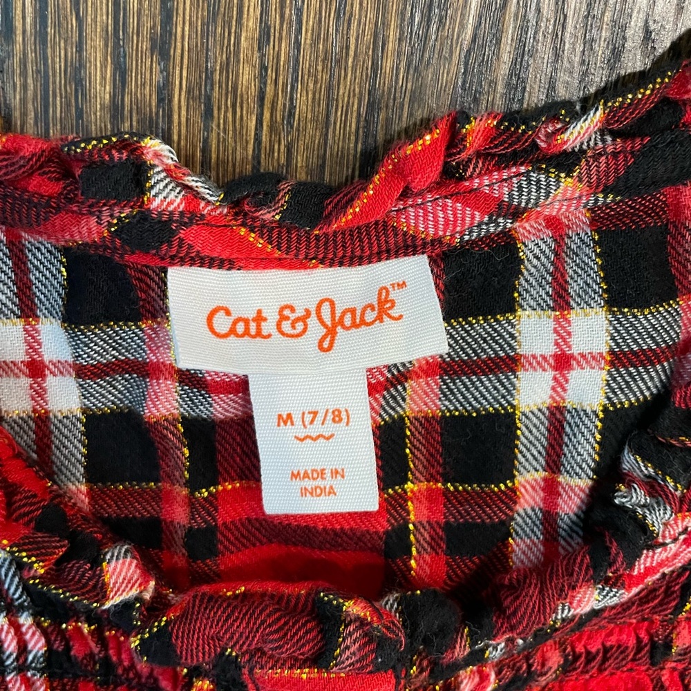 Cat & Jack Beautiful Plaid Holiday Dress with Gold Detail - Picture 3 of 3